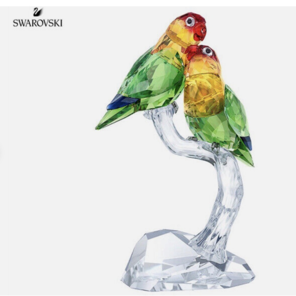 SWAROVSKI CRYSTAL LOVEBIRDS FIGURINE #5379552 CRYSTAL PARADISE COLLECTION- MINT